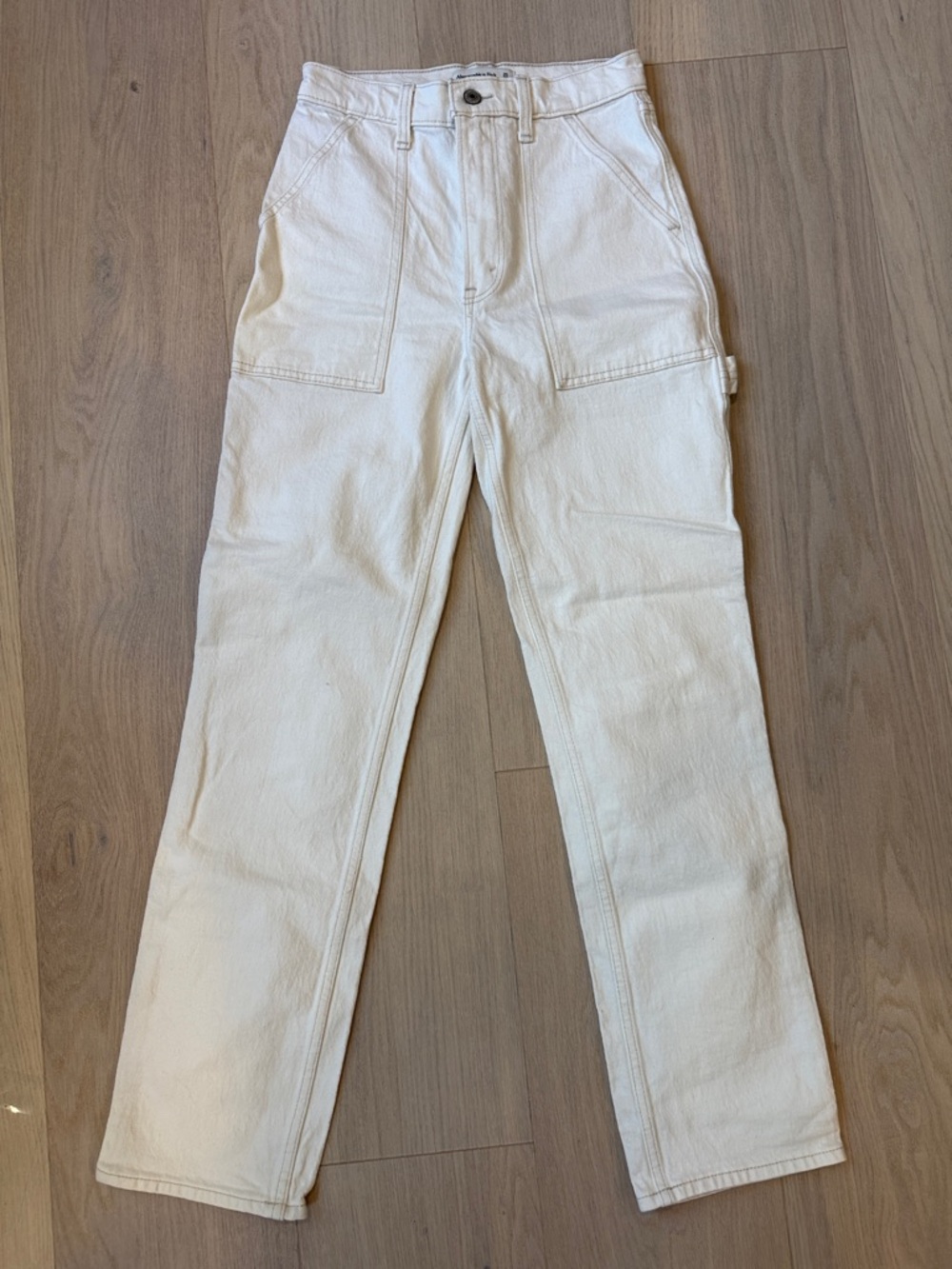Abercrombie & Fitch Cream High-Rise Straight Jeans